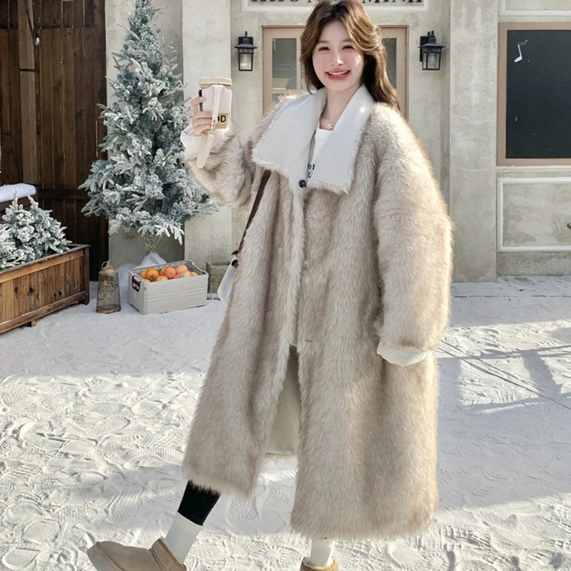 

Женская зимняя куртка, белая парка, плюшевое утепленное пальто, двусторонняя зимняя одежда, женское пальто из искусственного меха, модная новая верхняя одежда