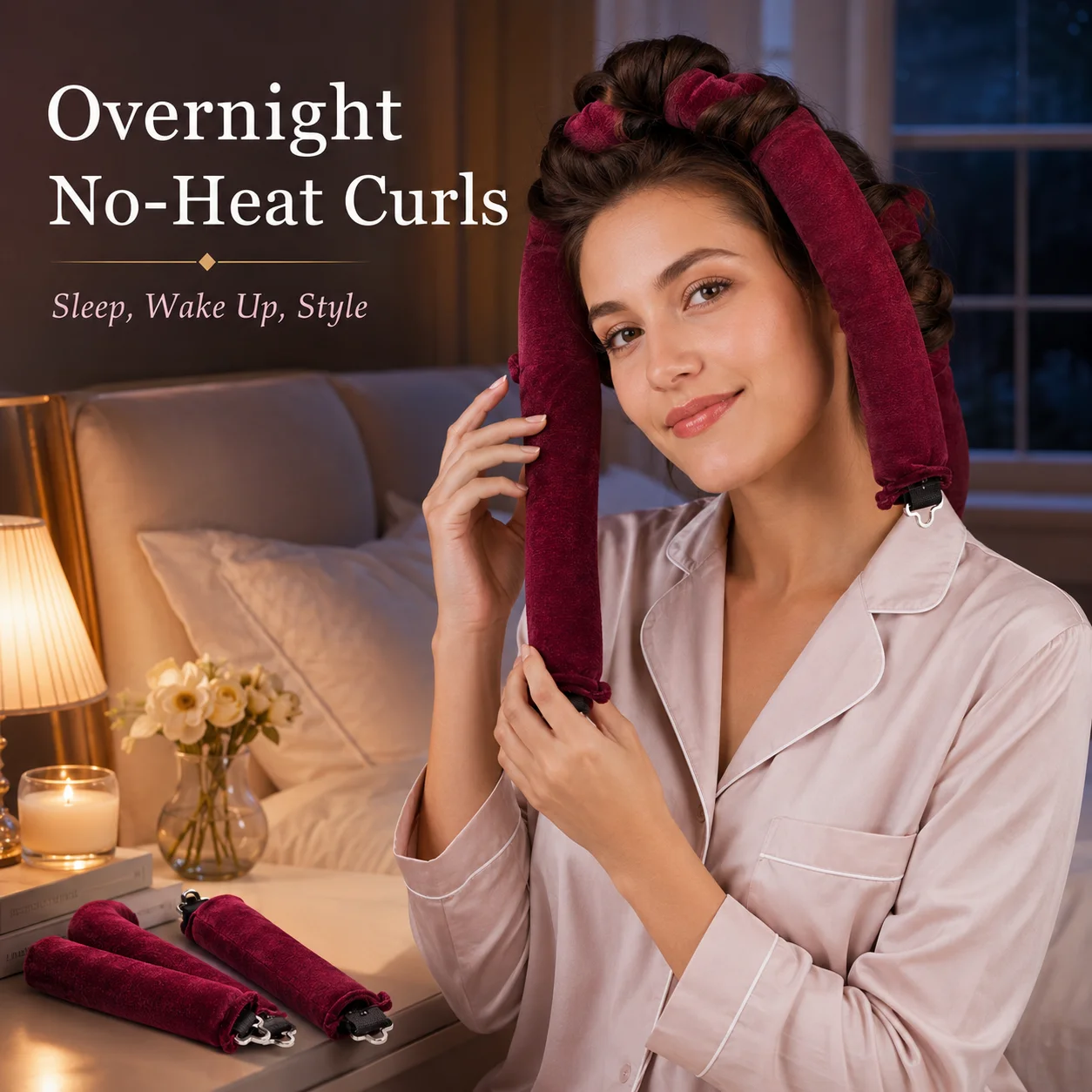 3 Hooks Rubber Heatless Hair Curler No Heat Big Wave Hair Rollers Sleeping Hair Styling Tools view 2