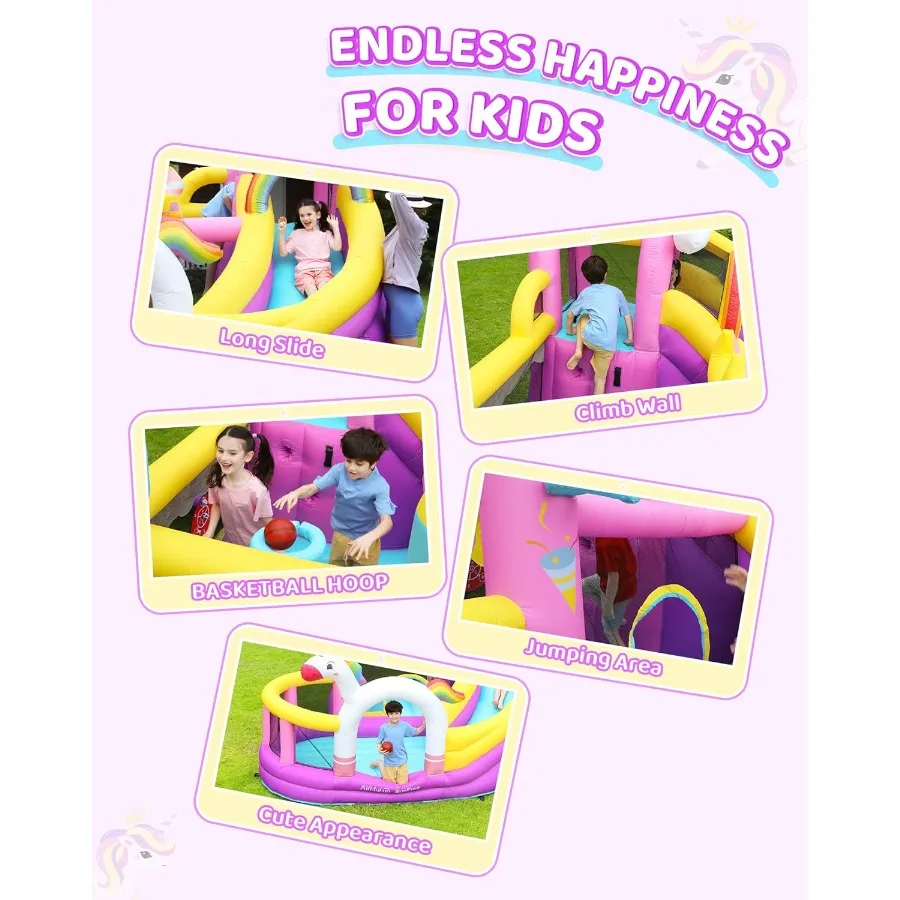 AirMyFun قابل للنفخ ترتد منزل واسع الشريحة داخلي ترتد البيت للفناء الخلفي الكبير مع 450 منفاخ وسادة هوائية الكرة حفرة التسلق #4