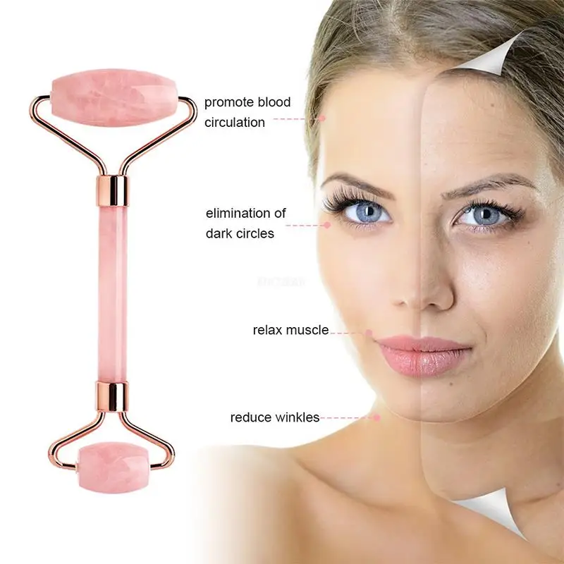 ชุดเครื่องนวดหน้ากัวซาหยกโรสควอตซ์ธรรมชาติ สำหรับดูแลผิวหน้า ยกกระชับผิวหน้า