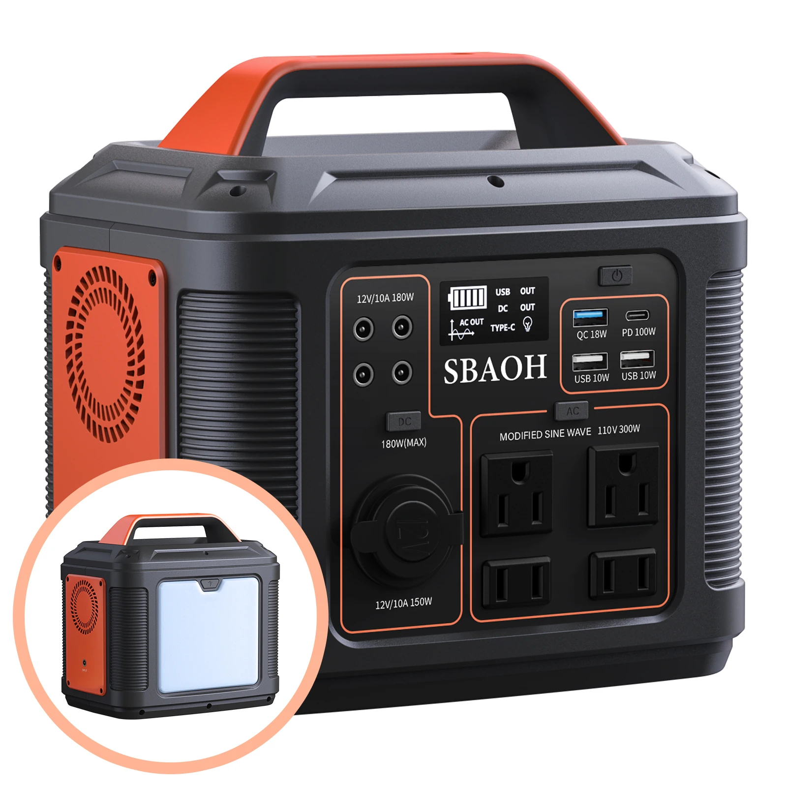 

300W Portable Power Station, 296Wh 80000mAh Outdoor Solar Generator for Outdoor Camping, Home Backup, RV Camping, Emergency, Pow