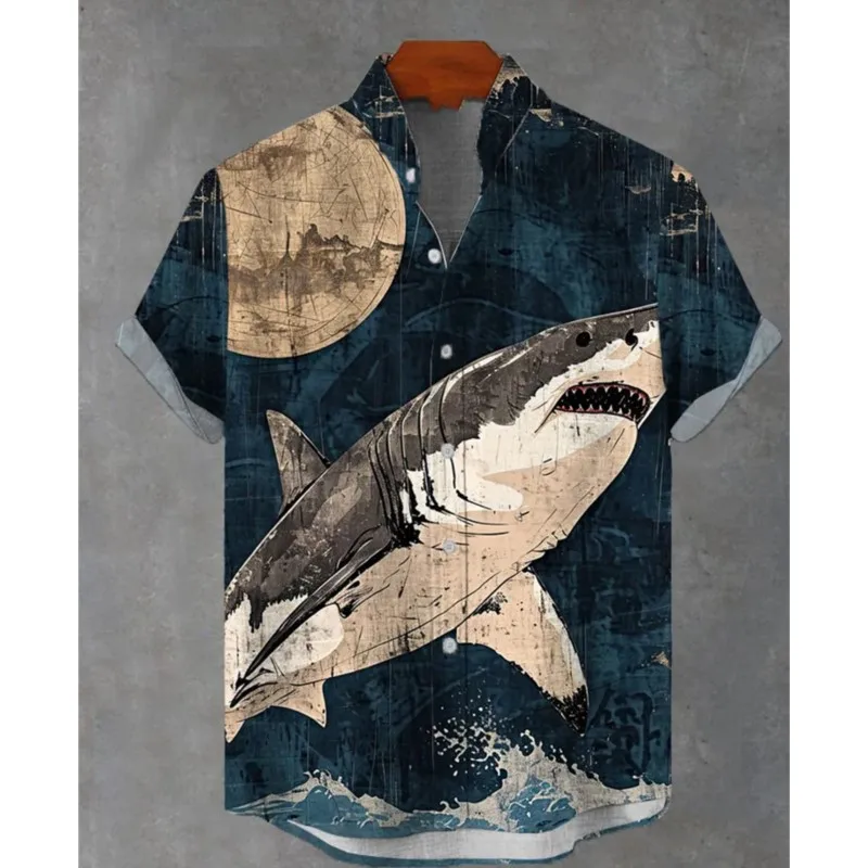 

2025 New Color Circular Stripe 3D Printed Short Sleeved Shirt, Fashionable And Breathable Camisas Hawaianas Para Hombres