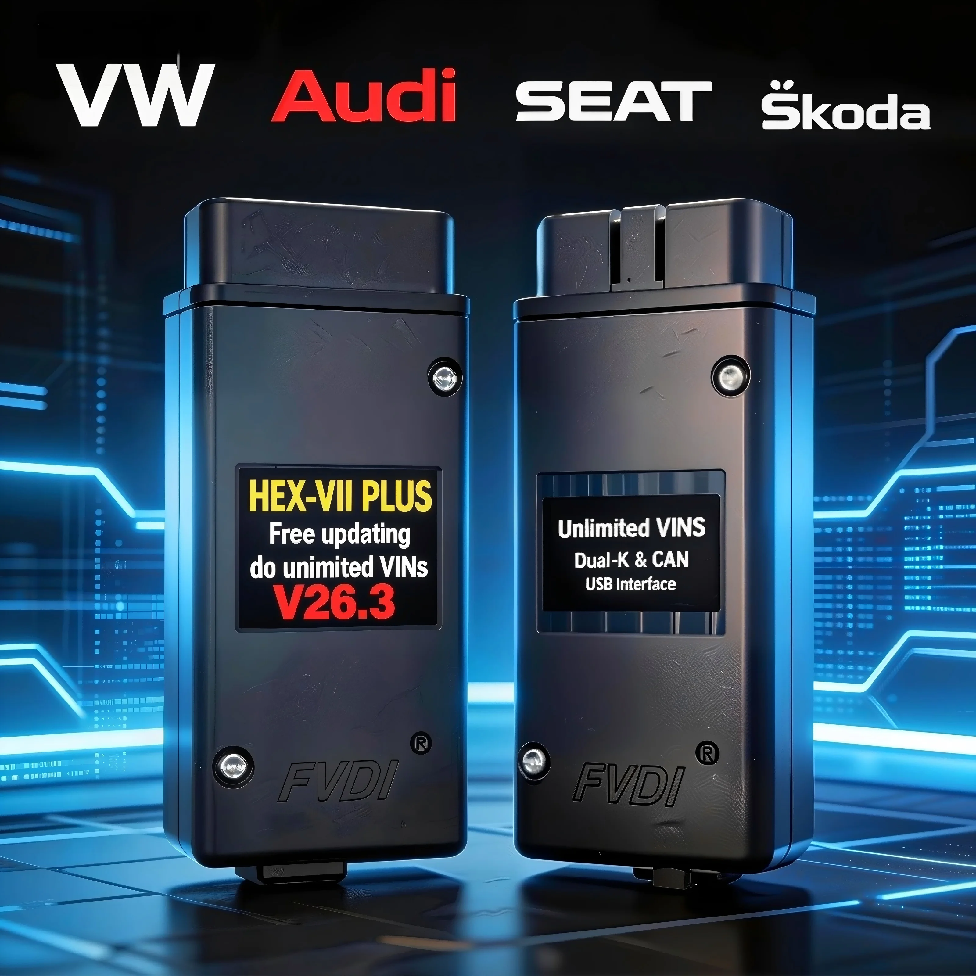 2025 HEX VII PLUS ilimitó VIN en línea VAG HEX V2 Plus Hardware interfaz Usb para VAG COM codificación de diagnóstico VCDS-PLUS
