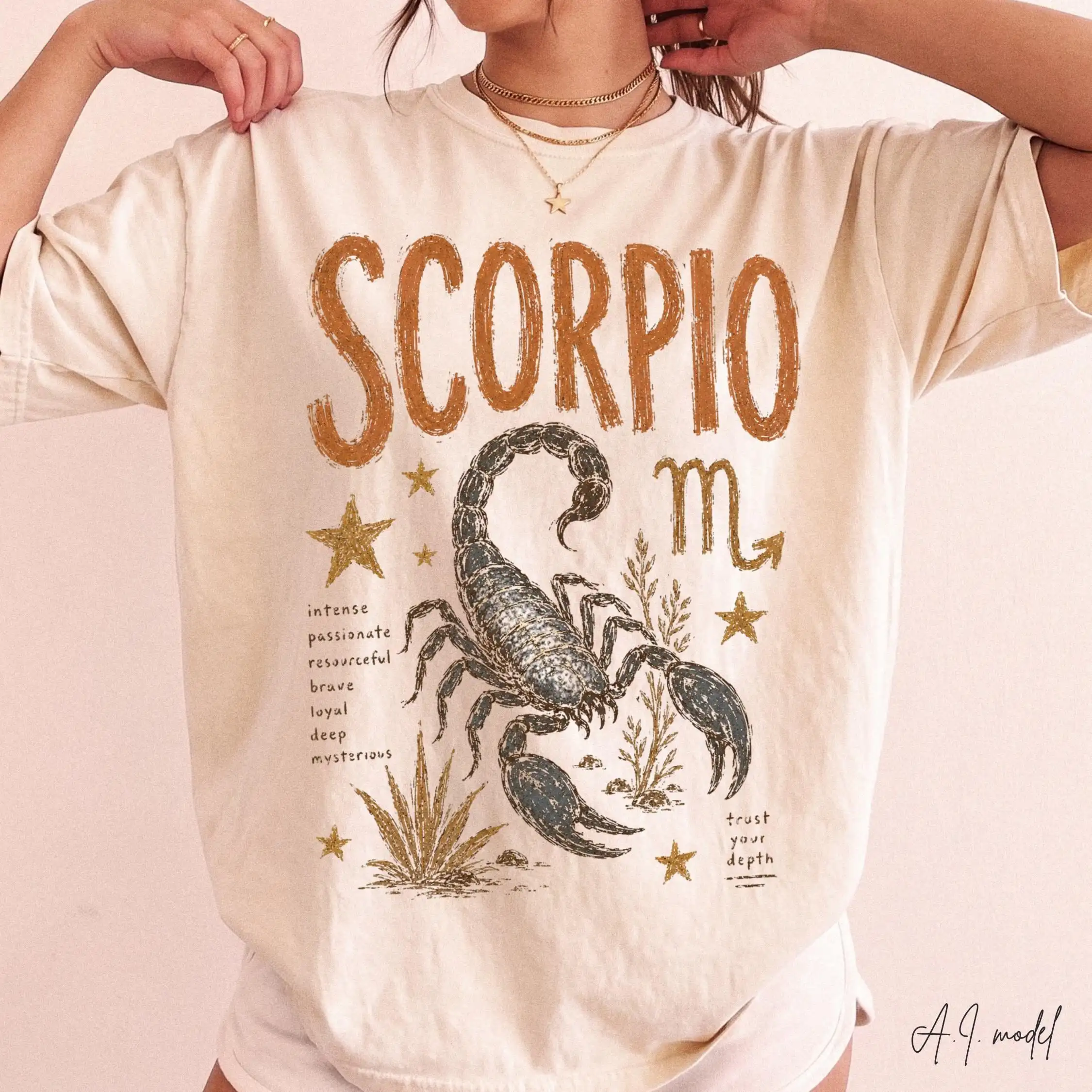 Scorpio Zodiac Shirt, Vintage Astrology Tee, Scorpio Scorpion Graphic T-Shirt, Celestial Horoscope Shirt