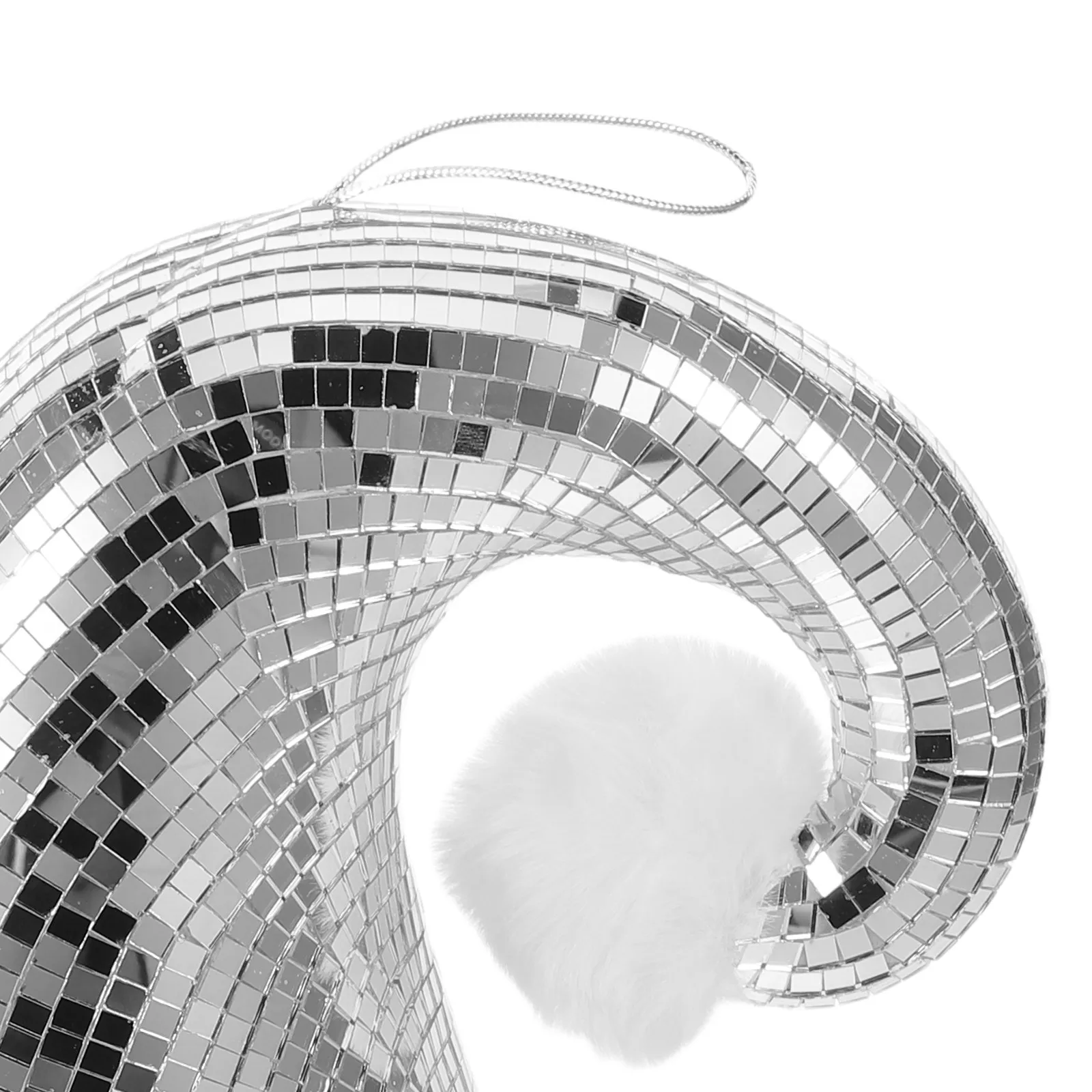 Santa Hat Christmas Ornament Metallic Shiny Reflective Disco Ball Hanging Decoration Christmas Tree Decor Retro Stocking Stuffer