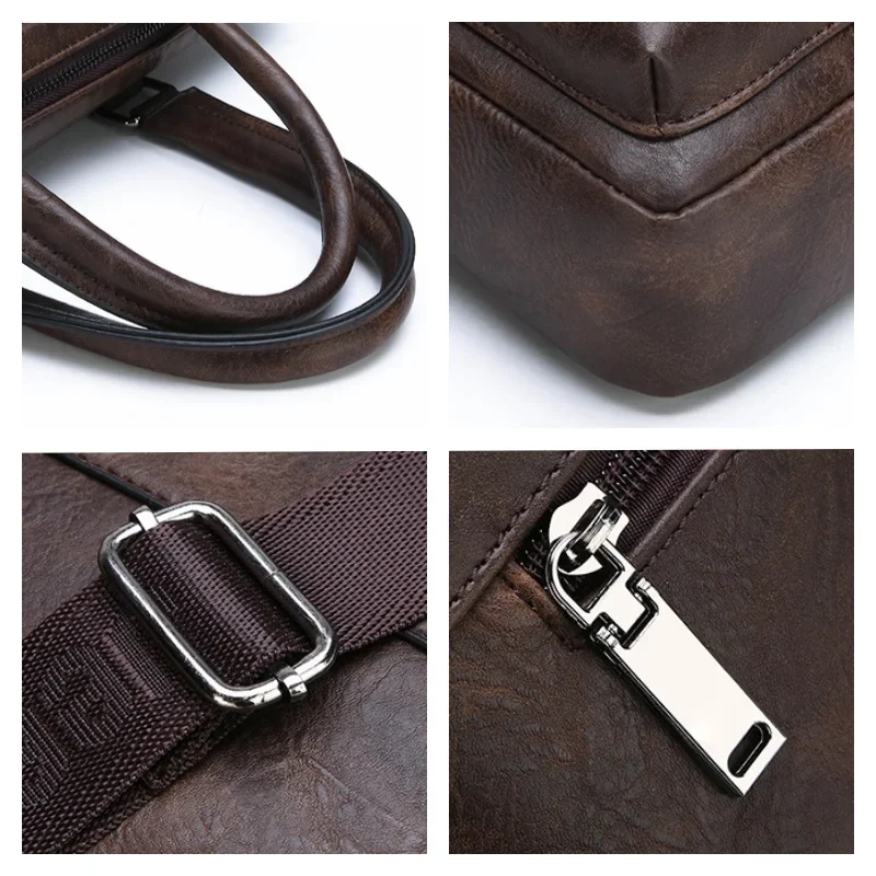 複数のポケット ブリーフケース メンズ 大容量 オフィス ショルダーバッグ 防水 ビジネス ラップトップ ハンドバッグ 通勤 クロスボディバッグ