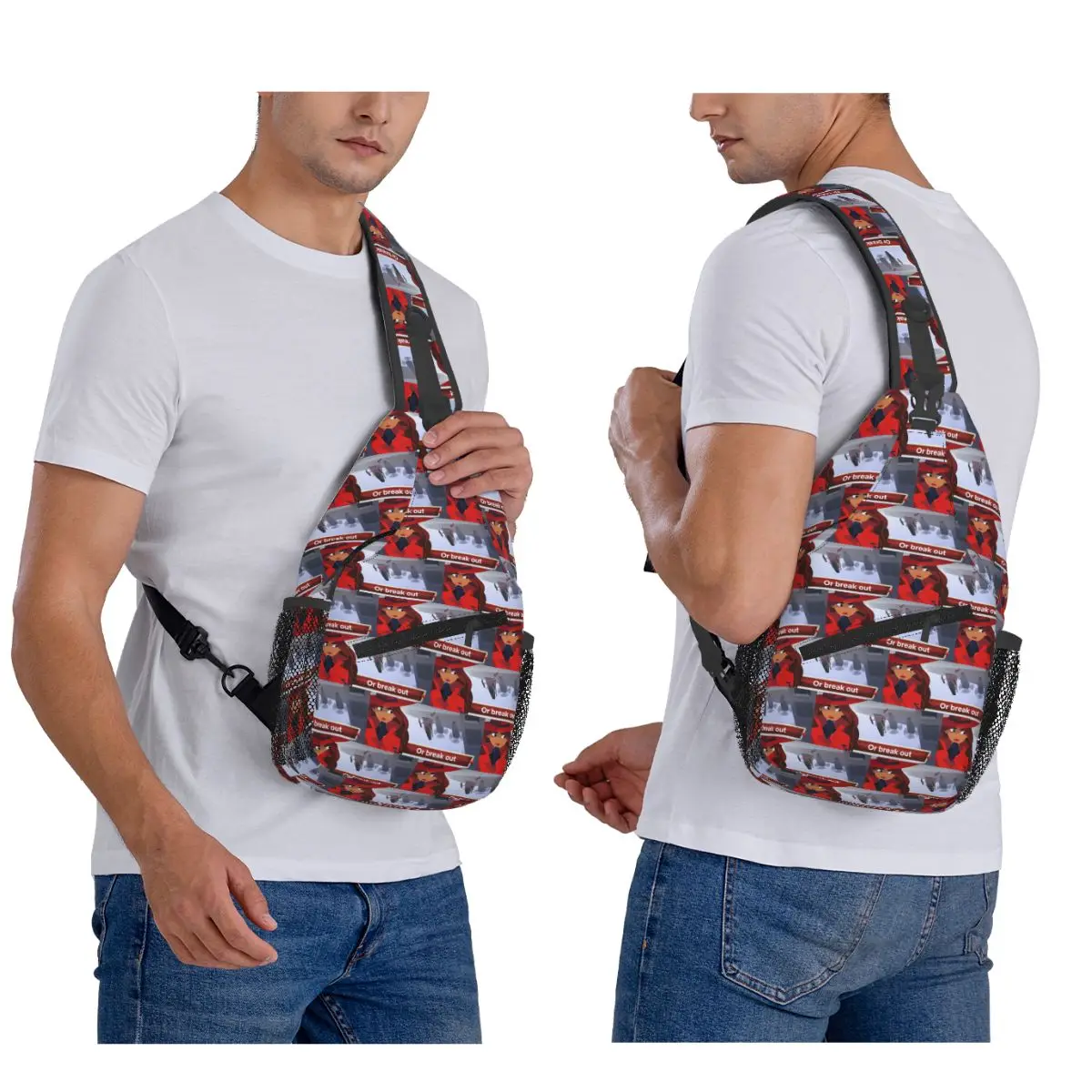 The Animated Series Carmen Sandiego Chest Bag Men Sling Crossbody Backpack Chest Bag Travel Hiking Daypack Shoulder Bag