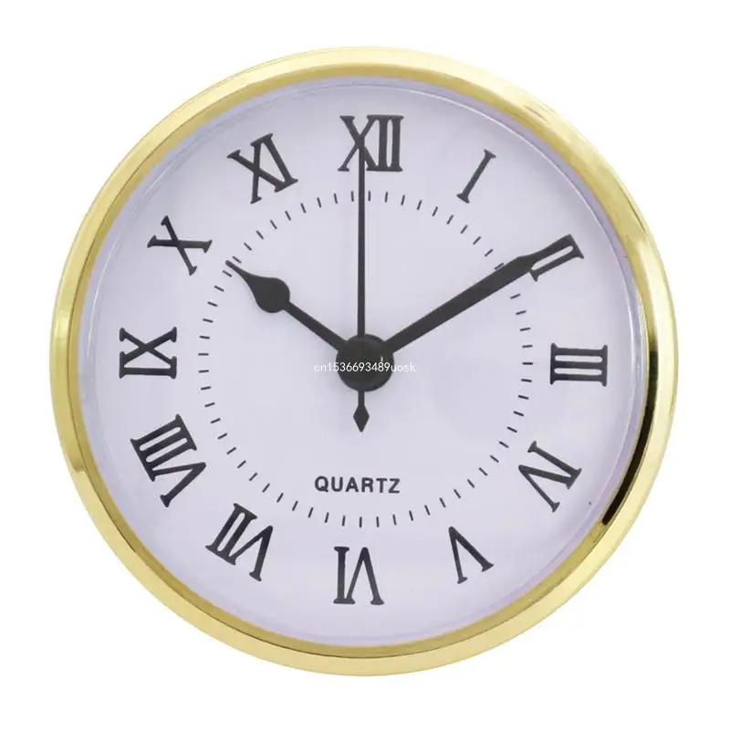 Golden for Rim 90mm Clock Insert Embedded Mini Wall Clock for Head DIY Movement with Roman Number