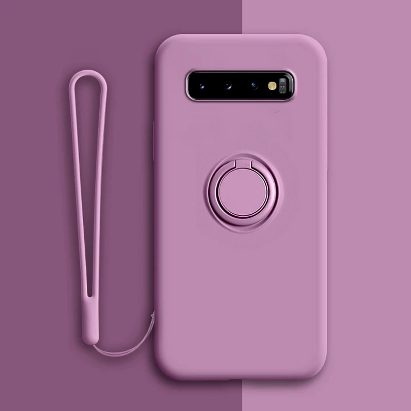 Soft Silicone Case For Samsung Galaxy S10 Plus S21 S20 FE Ultra S Note 20 9 10 S9 S8 S10E E Note20 Note9 Cover Ring Holder Stand