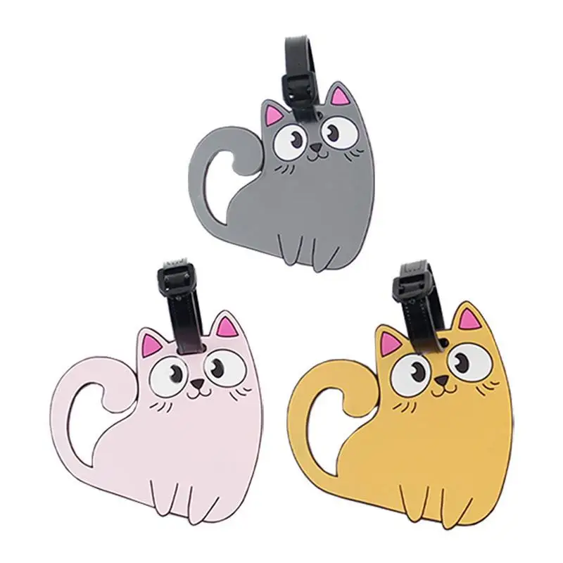 2-teiliges Niedliches Katzen-Gepäckanhänger-Set, Langlebiges PVC-Material, Stilvolles Reisegepäck-Zubehör, Gepäck-Bordkarte – Detail 3