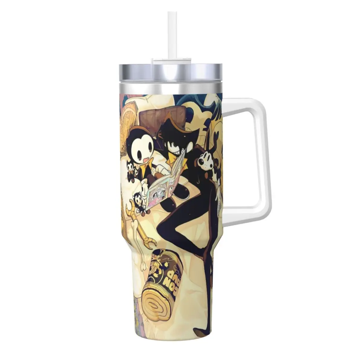 Funny Game Bendy Stainless Steel Tumbler Beach Car Mugs Large Coffee Mug Portable Cold Drink Milk Tea Water Bottle