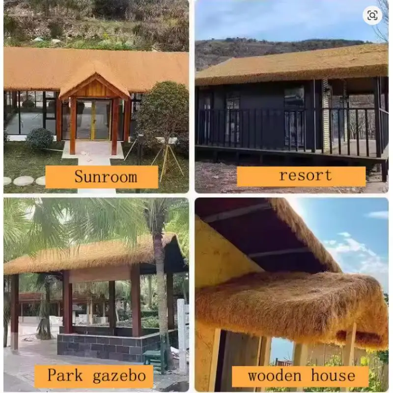 waterproof Artificial Thatch Hairy Straw Roof Decorative Carpet Plastic Farmhouse Pavilion Homestay Wooden House Courtyard Rug