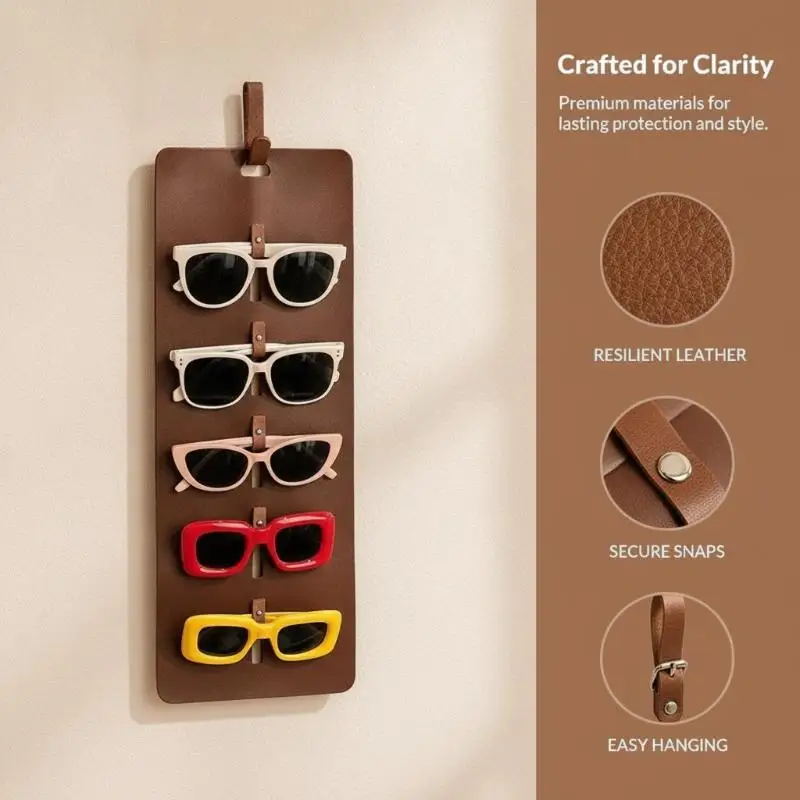 Waterproof Leather Sunglasses Storage Rack Multi Slot Eyeglass Display Organizer for Travel Home Office Use 1PC