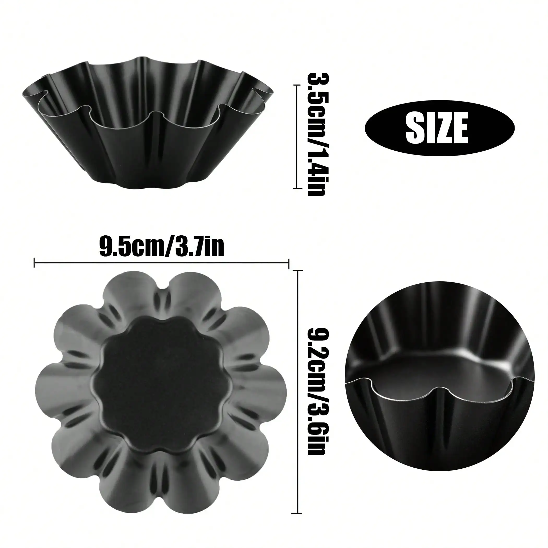 Non-Stick Flower Shaped Tart Pan, Reusable Carbon Steel Baking Mold for Tarts, Large Egg Tart Mold, High Quality, Mooncake Mold