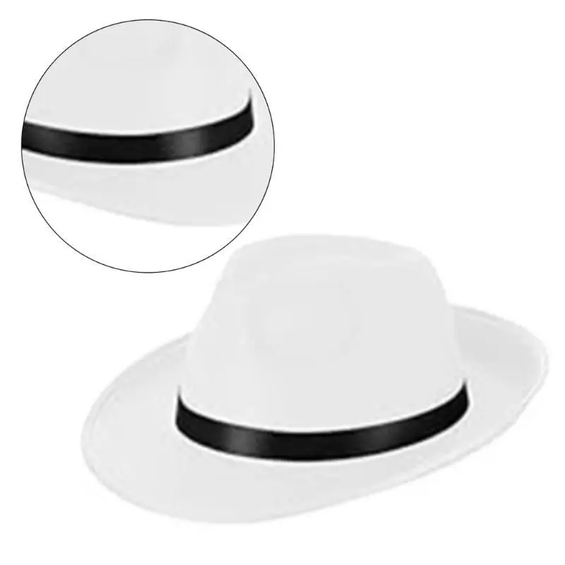 A52E Rollkrempen-Hut für Erwachsene, Bühnenshow, Trilby-Hut, Vliesstoff, flacher cooler Fedora-Hut – Detail 5