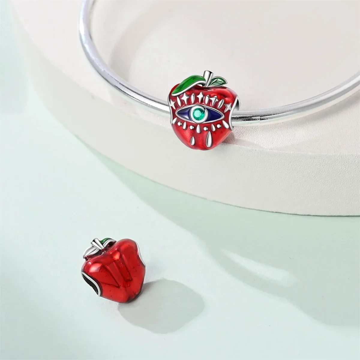 Nuevo 925 plata rojo manzana verde espíritu serpiente verde cuentas de circón dijes aptos para Pulseras originales joyería DIY para mujer regalo de fiesta