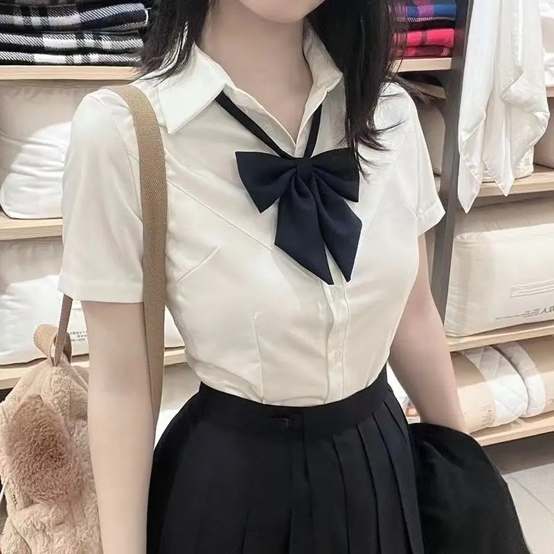 

Fashion Slim Waist Preppy Style Spliced Blouse Y2k Aesthetic Simple All Match Casual Shirts Harajuku High Street Buttons Tops