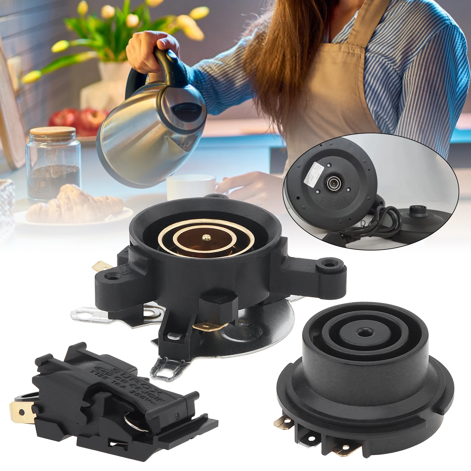 

3pcs/set Electric Kettle Accessories Base Thermostat Temperature Switch Connector Coupler Socket Household Acessories Tools