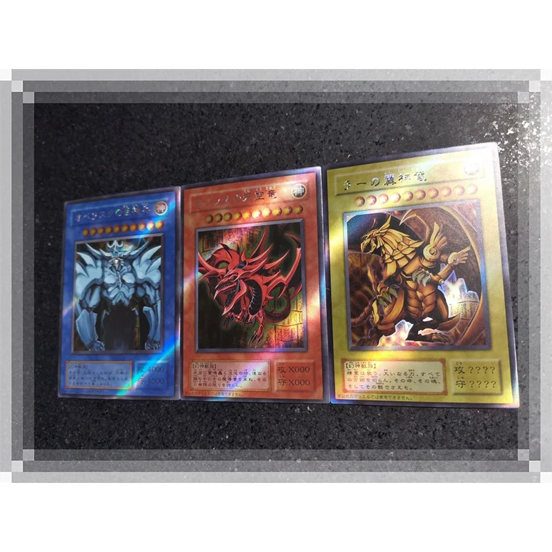 Diy 3Pcs/set Yu-Gi-Oh! Kids Toys Card of God Anime Characters Bronzing Collection Card Homemade Board Game Card Christmas Gift