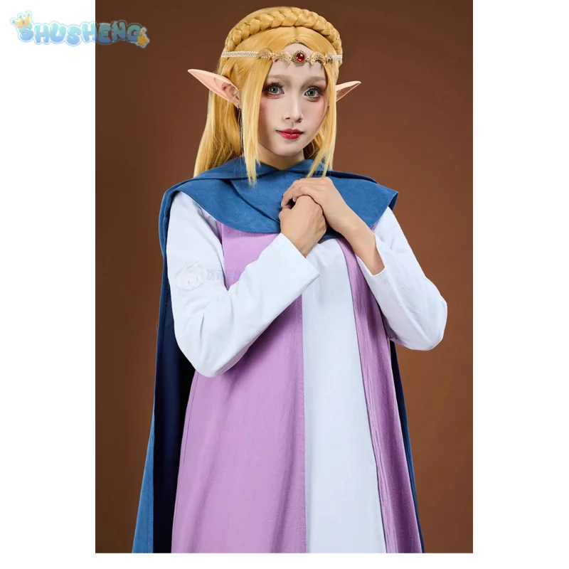 Jeu Zelda Cosplay princesse Zelda Costume manteau, cape, accessoires d'oreille, ensemble de robe fête d'halloween décontracté femme homme uniforme