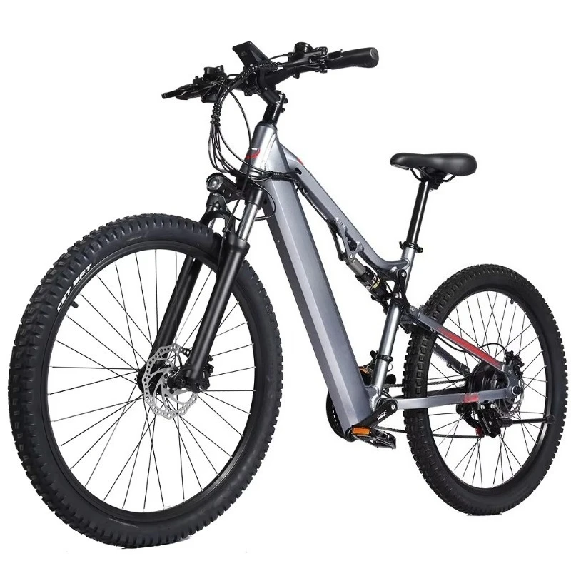 BR RANDRIDE YG90 Gray Electric Mountain Bike 48V 17Ah Lithium Brushless Motor Full Suspension Aluminum Alloy Frame Hydraulic