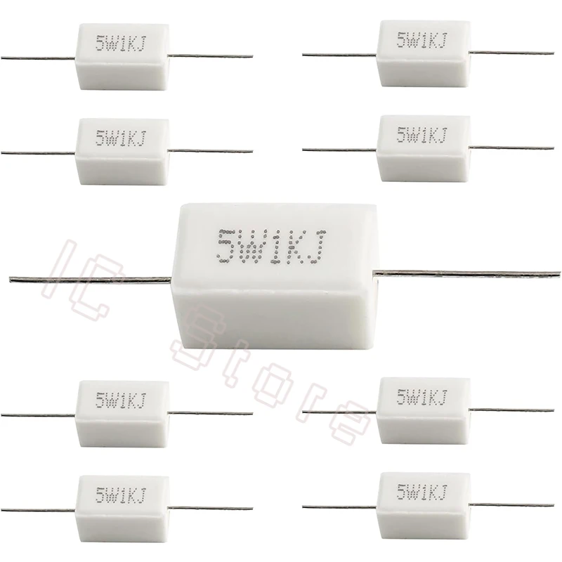 10PCS 5W Cement Resistor Power Resistance 0.01R ~ 150K 0.5R 1R 10R 100R 0.22 0.33 0.5 1 2 5 8 10 15 20 25 30 100 1K 10K Ohm