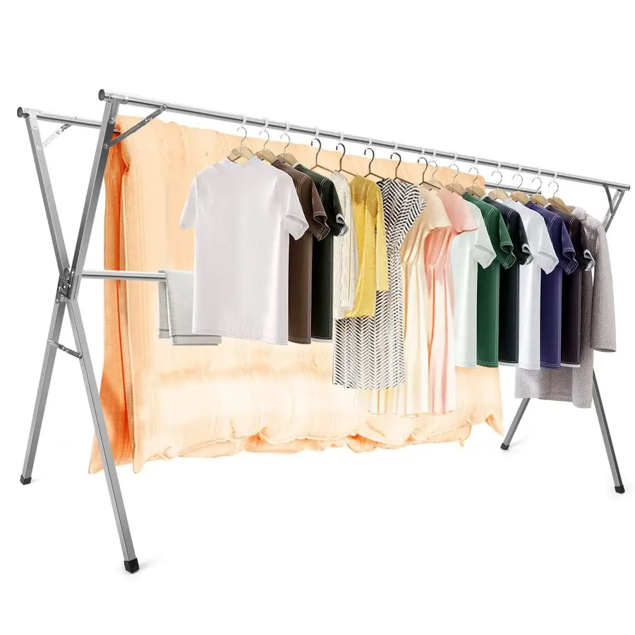 

Clothes Drying Rack for Laundry Foldable, 79 inch Stainless Steel Pool Towel Rack Outdoor Free Standing Clothing Hanger Indoor