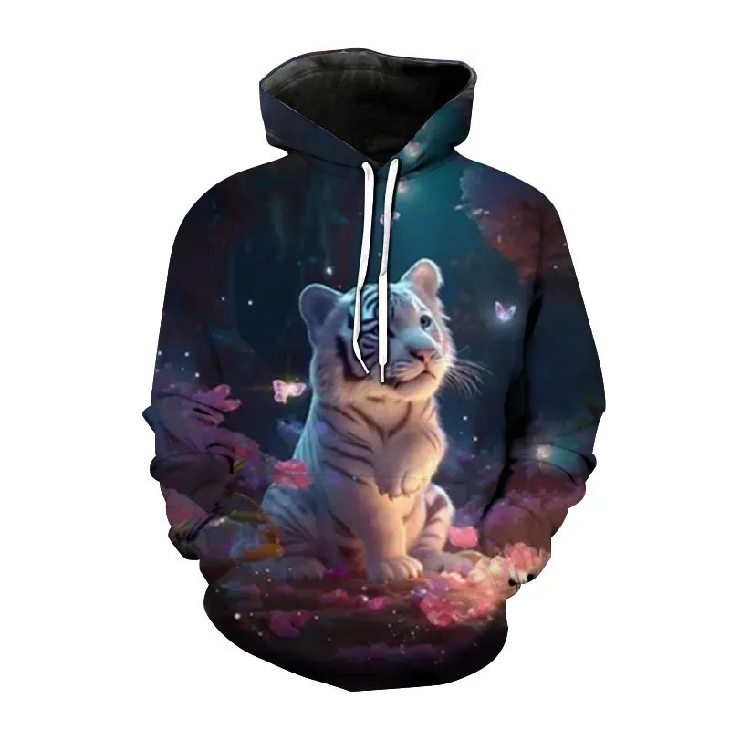 2023 Autumn New Men\'s Animal Tiger Sweatshirts 3D Printed animal Hoodies Sports hoodie loose long sleeve pockets Fashion Hoodie