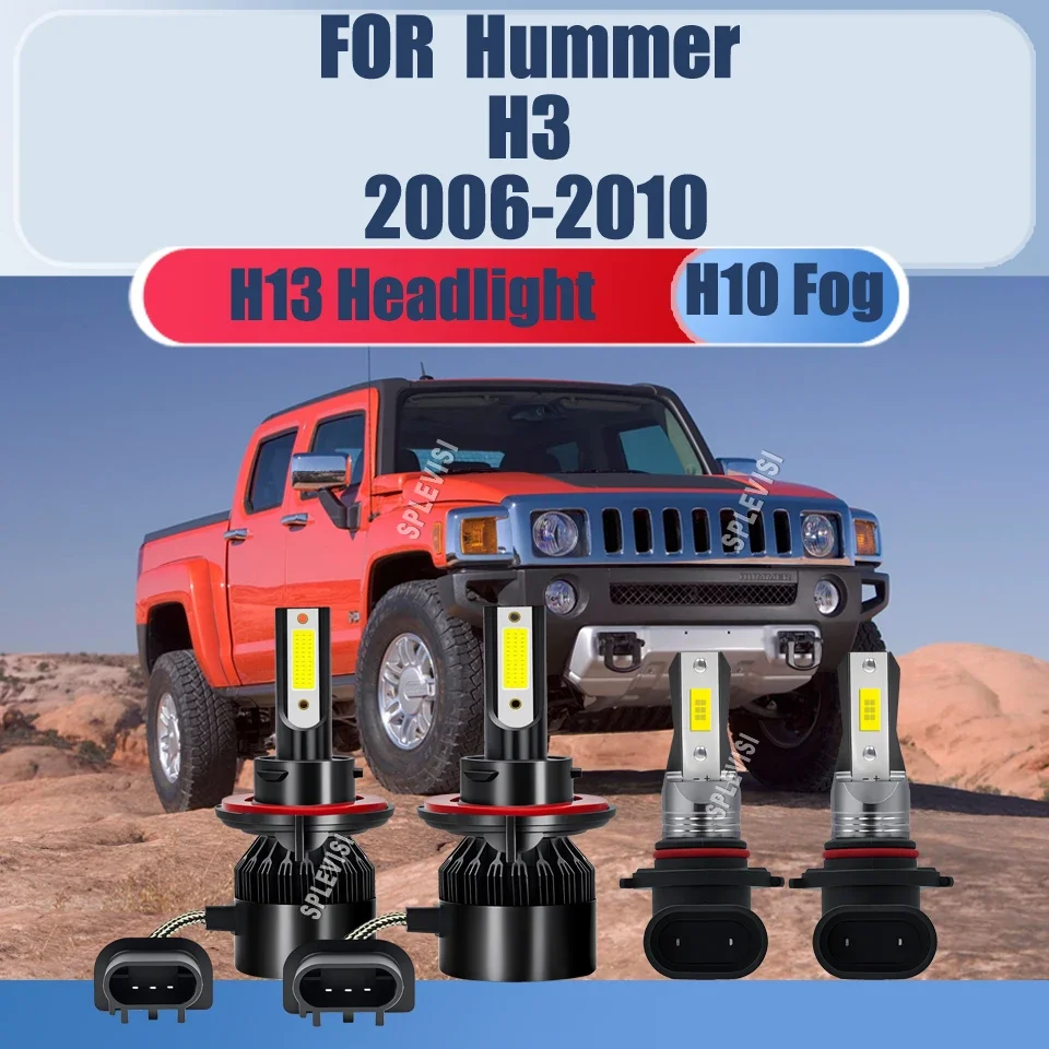 12v 6000K COB LED Headlight High Low Beam 9008 H13 9145 H10 Foglamp 360 Degree Beam For Hummer H3 2006 2007 2008 2009 2010