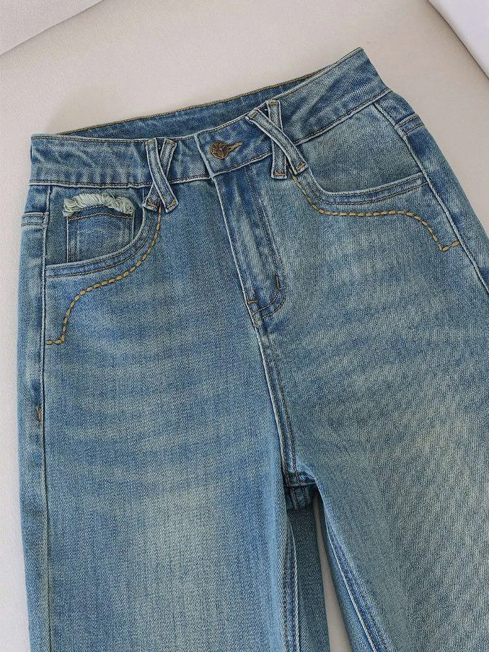 Autumn Women's Jeans Blue Elastic Micro Flared Denim Trousers Fashion High Waist Slimming Denim Pants Oversized S-3XL