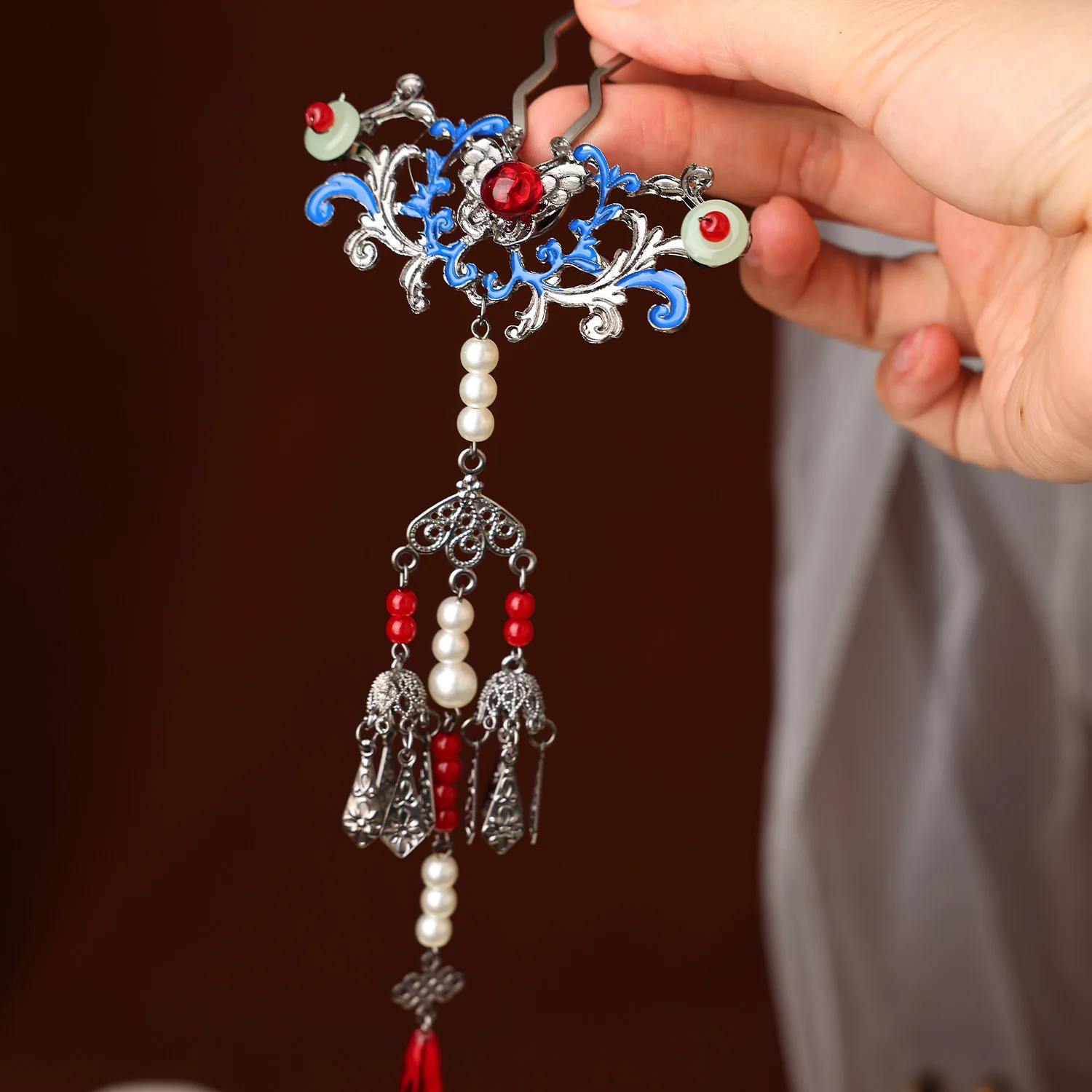 Anti-Slip Hair Stick Elegant for Chinese Wedding Traditional Qing Kingfisher Feather Bridal Headpiece Accessory