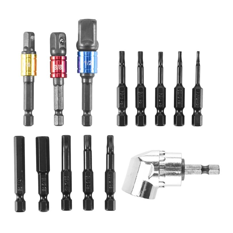 COFA-14PCS Impact Grade Driver Socket Adapter Extension Drill Bit Set,105 Degree Right Angle Screwdriver,Adapter & Drill Bit