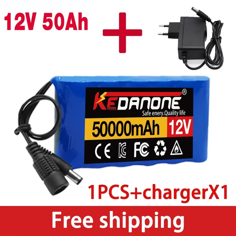 

NEW 12V 50000mAh 18650 Li Ion Rechargeable Battery Pack For CCTV Camera 3A Batteey + 12.6V EU US Charger+Free Shopping