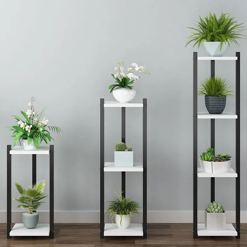 Cross-border simple green dill Balcony multi-layer wrought iron flower stand Indoor living room Floor-to-ceiling flower pot