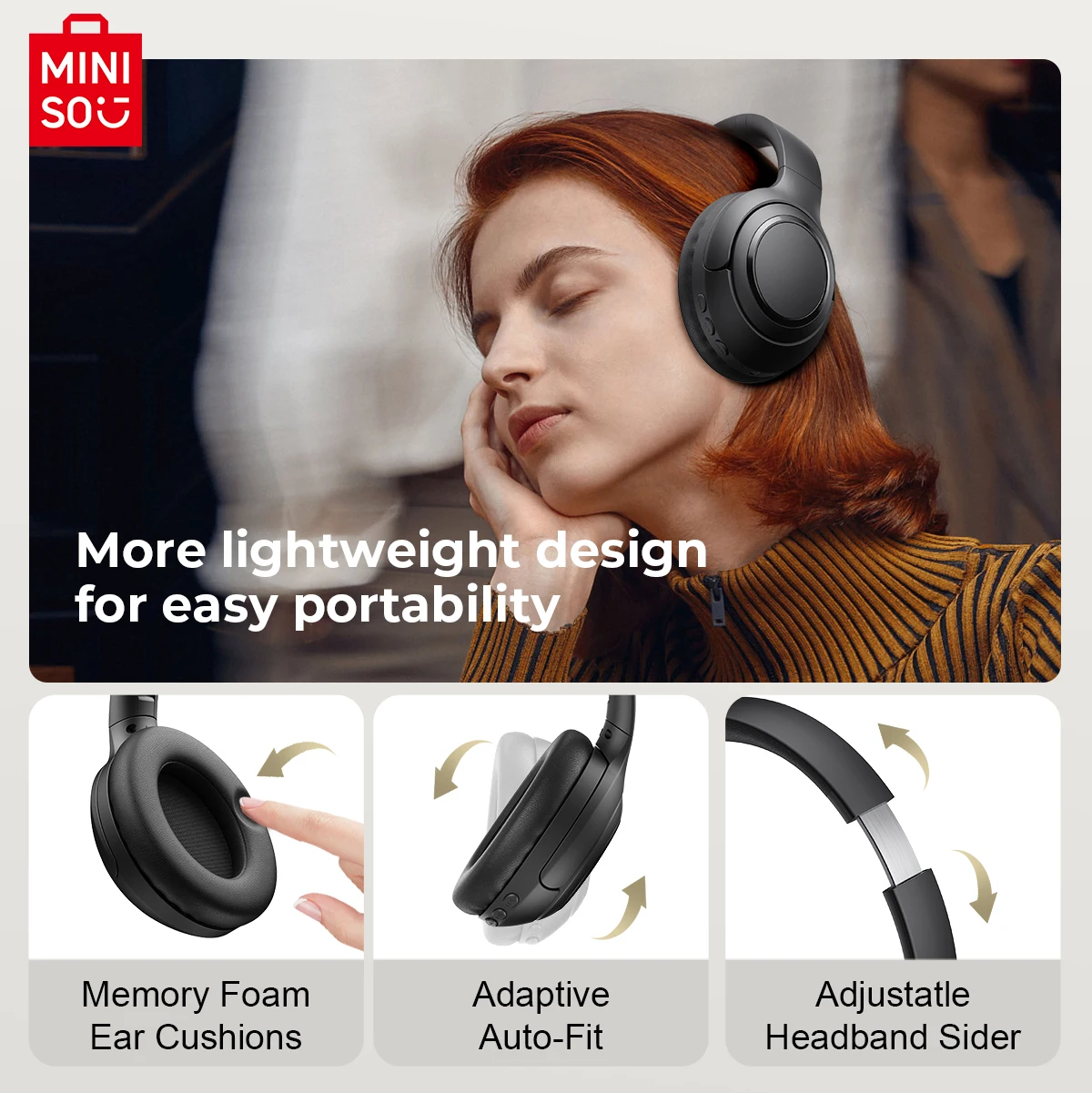 Cuffie Bluetooth MINISO G50 5.4 cuffie sportive con controllo del pulsante del microfono cuffie pieghevoli con cancellazione del rumore