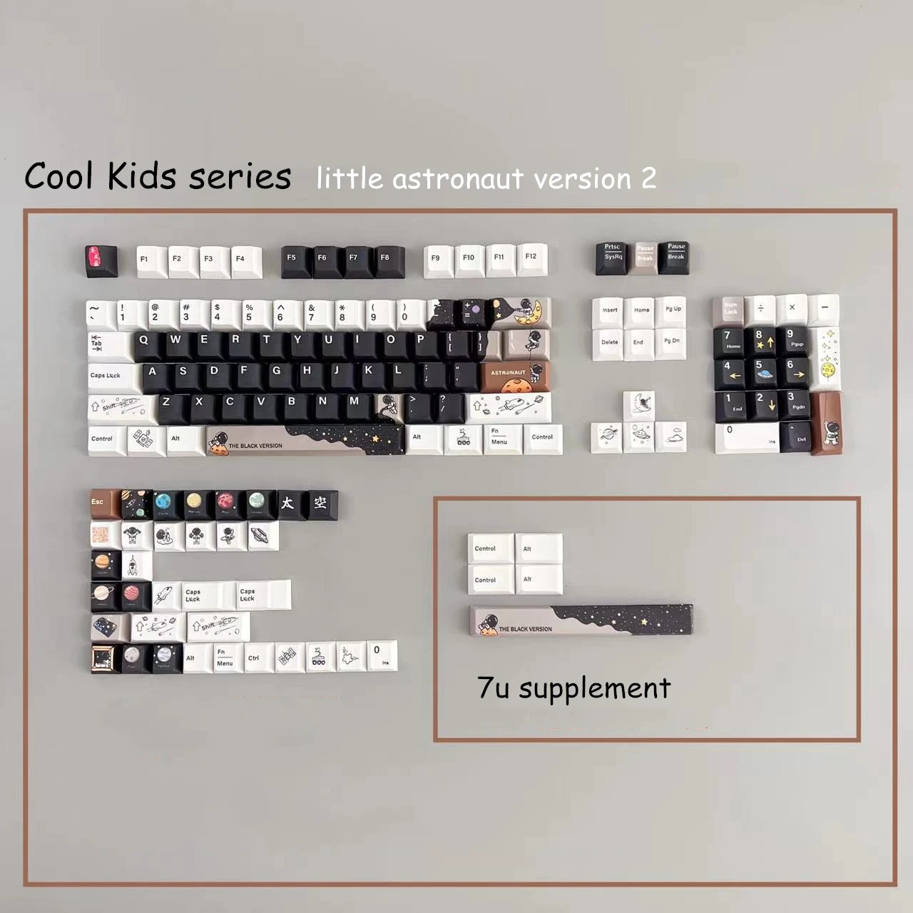 1 Set Cool Kids Series Little Astronaut Keycaps PBT 5 Sides Dye Subbed Key Caps Cherry Profile Keycap For MX Switches Keyboard