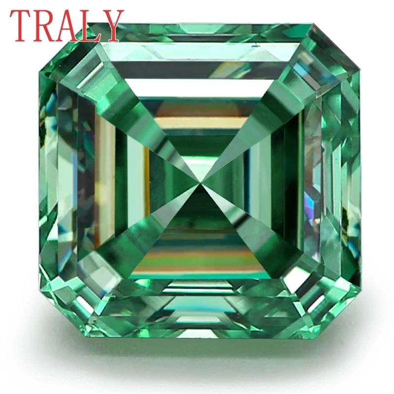 Green Color Asscher Cut Moissanite Loose Stone 1CT- 7CT Excellent Gemstone Pass the Diamond Teste with GRA Jewelry Certificate