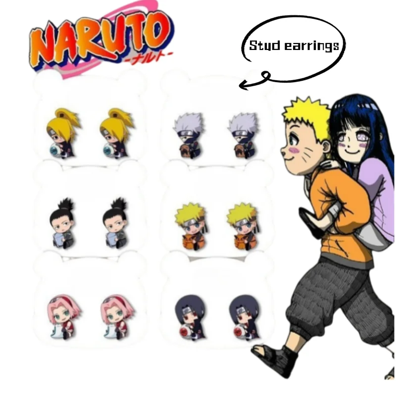 NARUTO Uzumaki Naruto Uchiha Sasuke periféricos de animé pendientes lindos de dibujos animados para hombres y mujeres pendientes creativos de personalidad