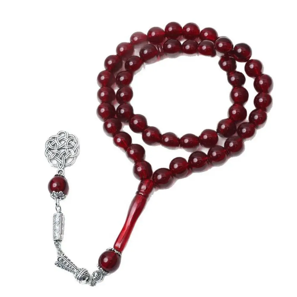 10mm Acrylic Beads Prayer Hand String Imitation Beeswax Rotatable Silver Pendant Prayer Counting Bracelet Arabic Pattern