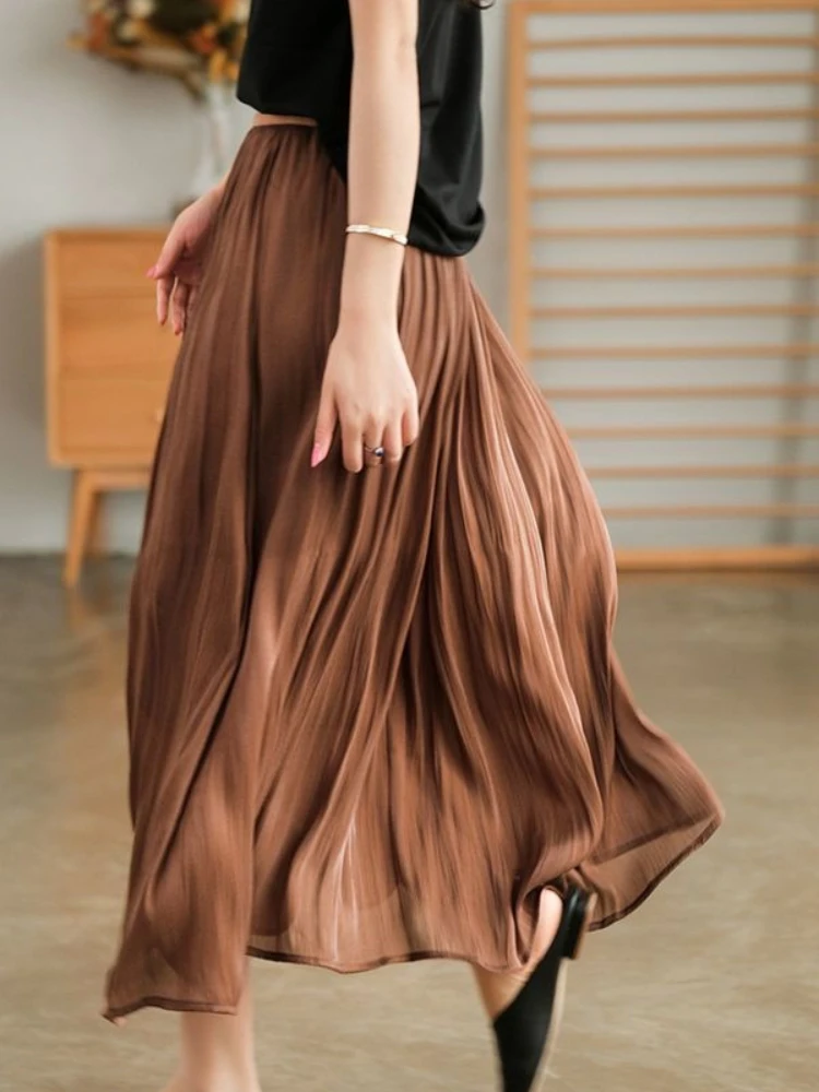 Gonna lunga lucida estiva tinta unita