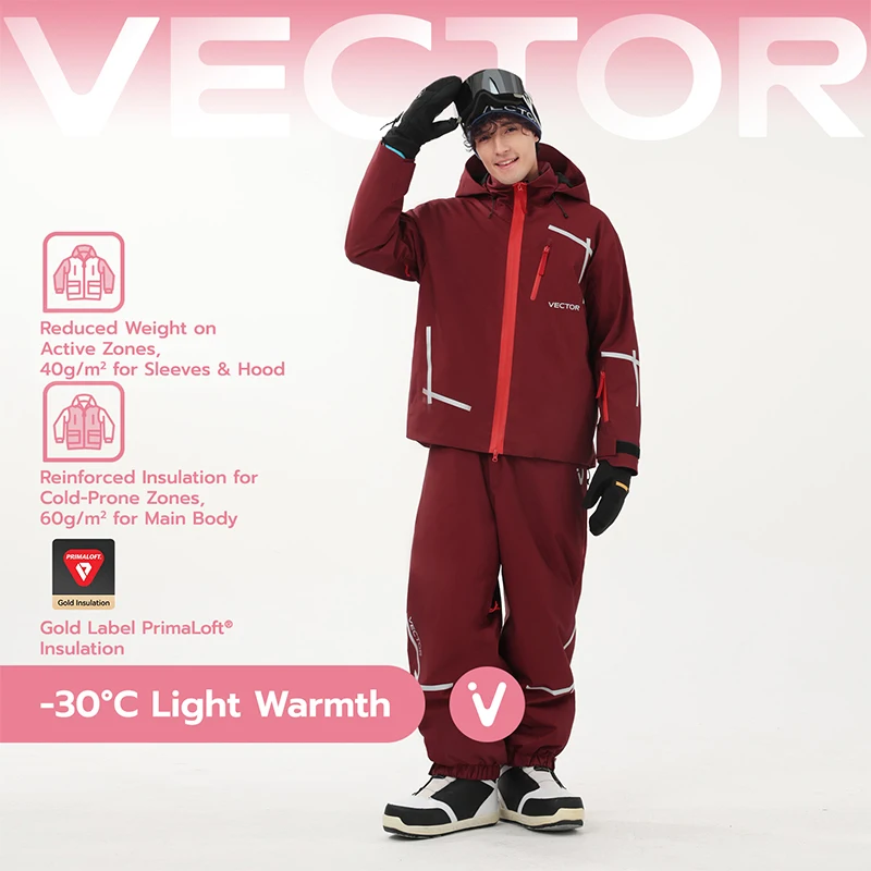 VECTOR Women Ski Jacket Ski Pants Men Waterproof Breathable Insulated Ski Suit Set Winter Windproof Outdoor Sports Snow Jacket