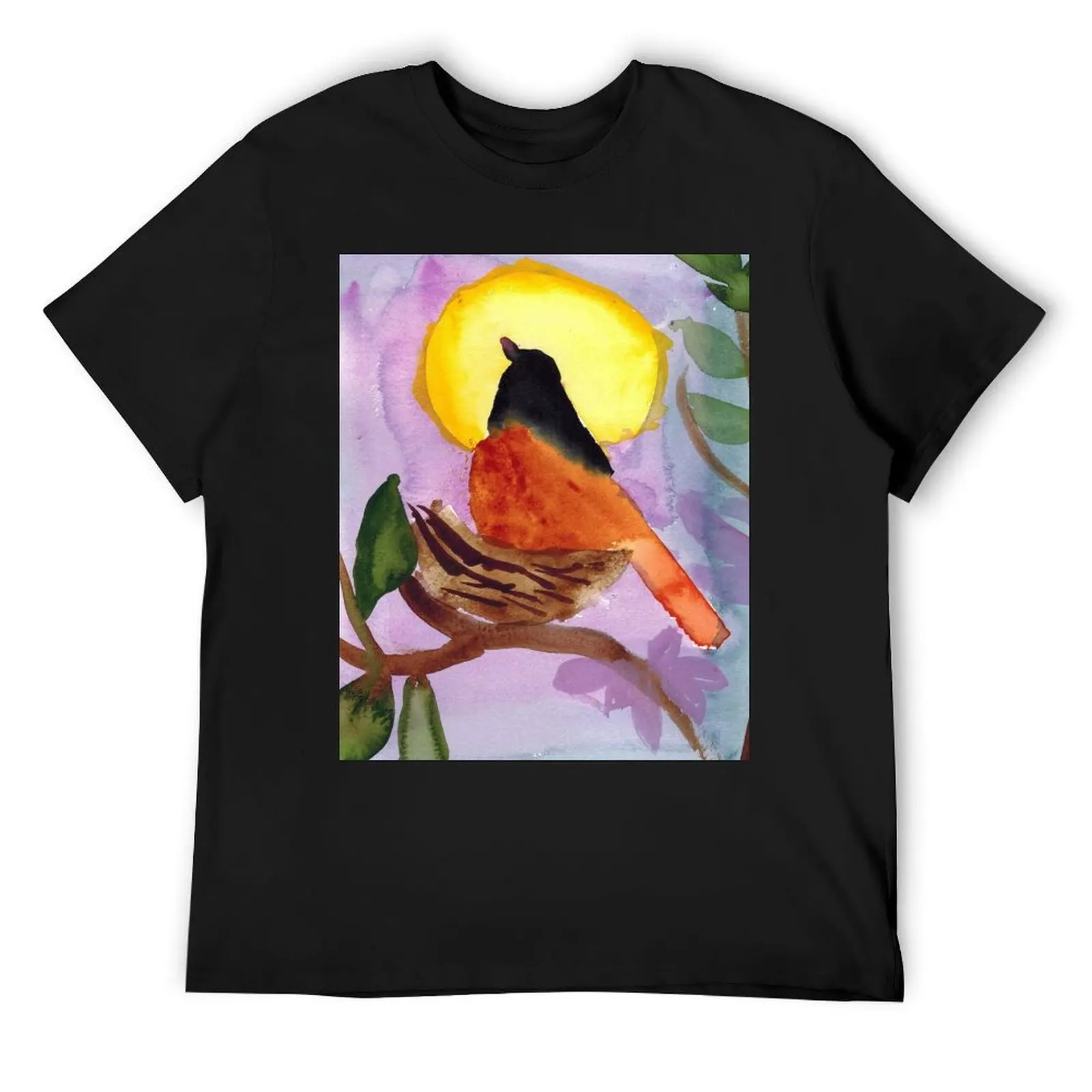 

A Bird Sitting on Nest Against the Sunset T-Shirt shirts graphic tee Aesthetic clothing summer top oversized t shirts for men