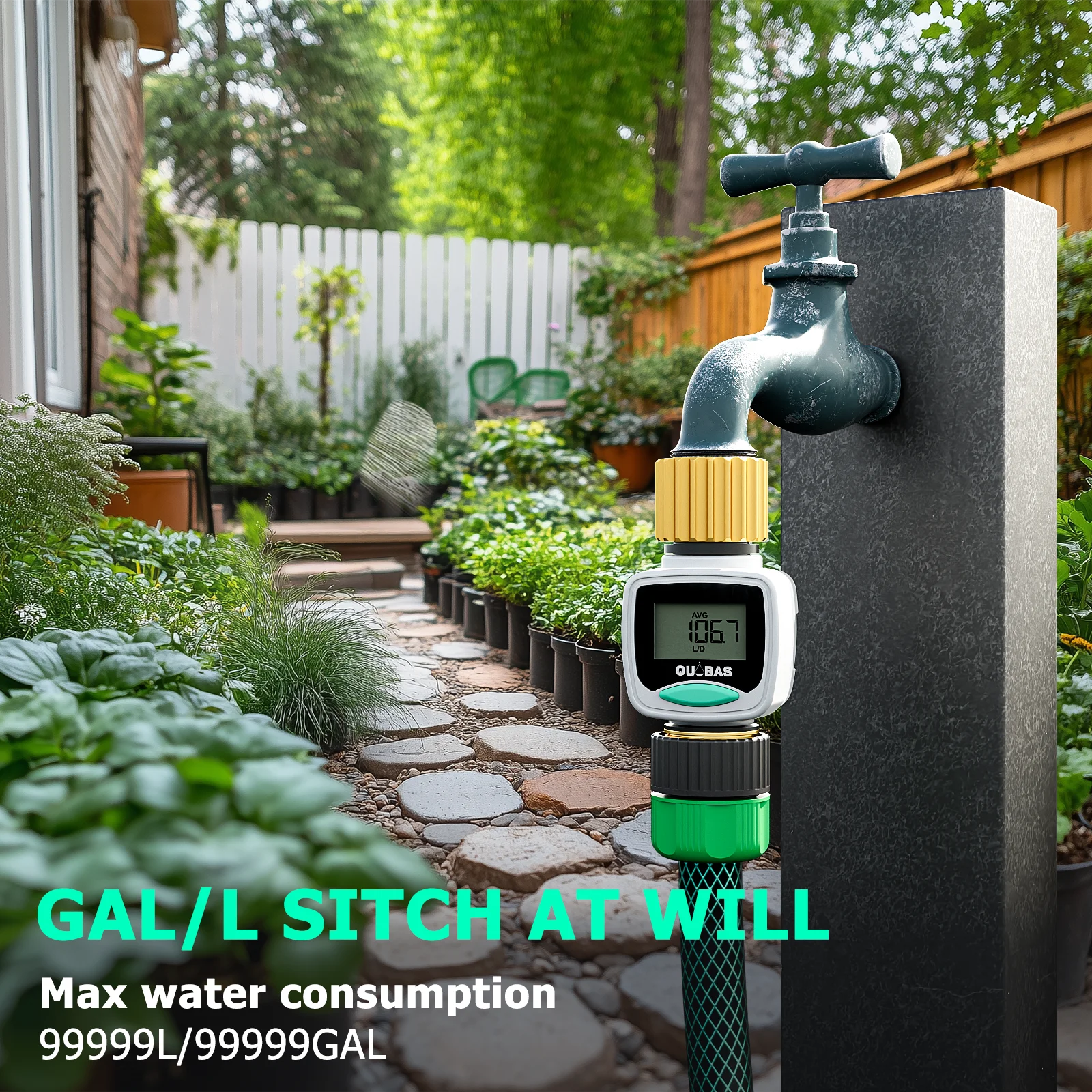 2 عبوة من مقياس تدفق المياه مع مدخل ومخرج نحاسي، قياس استهلاك الجالون/الليتر ومعدل التدفق لملء خزان المياه RV