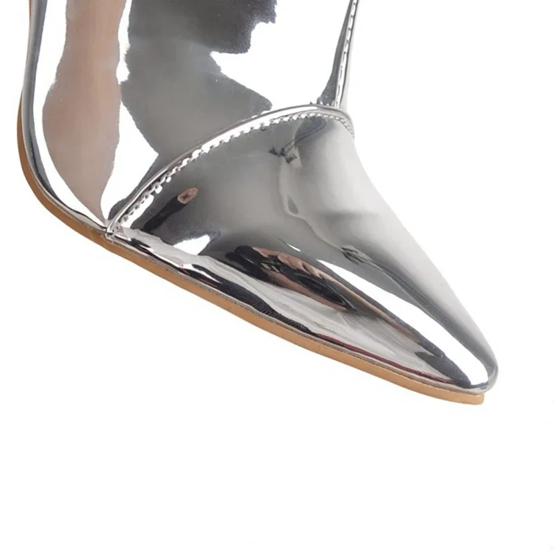 بوتاس موهير الفخذ أحذية عالية النساء مثير وأشار خنجر عالية الكعب براءات الاختراع والجلود نادي الحفلات سستة طويلة التمهيد حجم كبير 48 واط-17