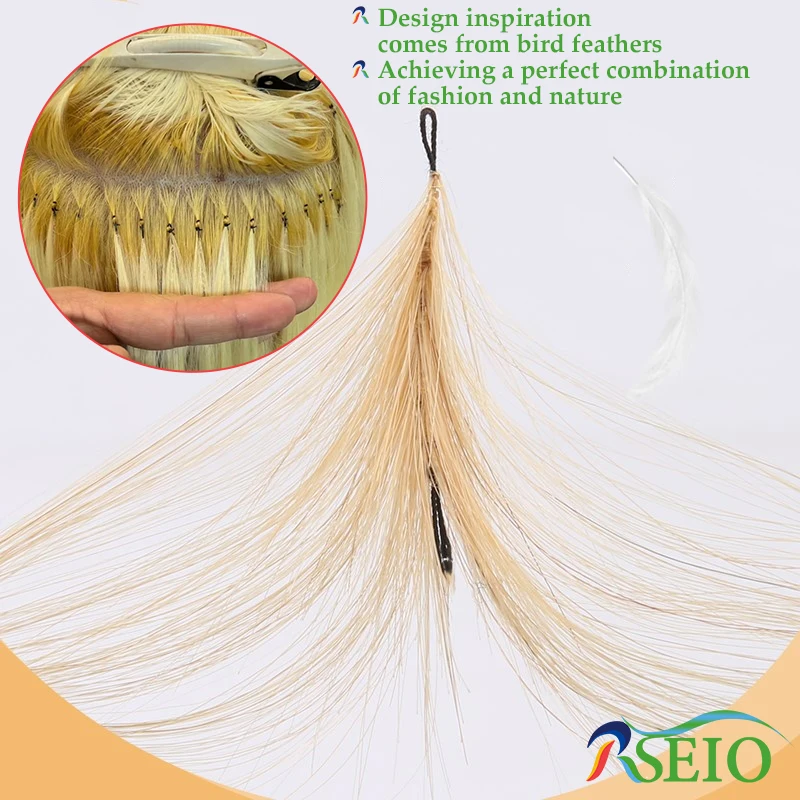 RSEIO Second Feather hair extensions  Natural Real Human Hair Microring Hair Extensions Brown Blonde Color 0.8g/Strand Straight