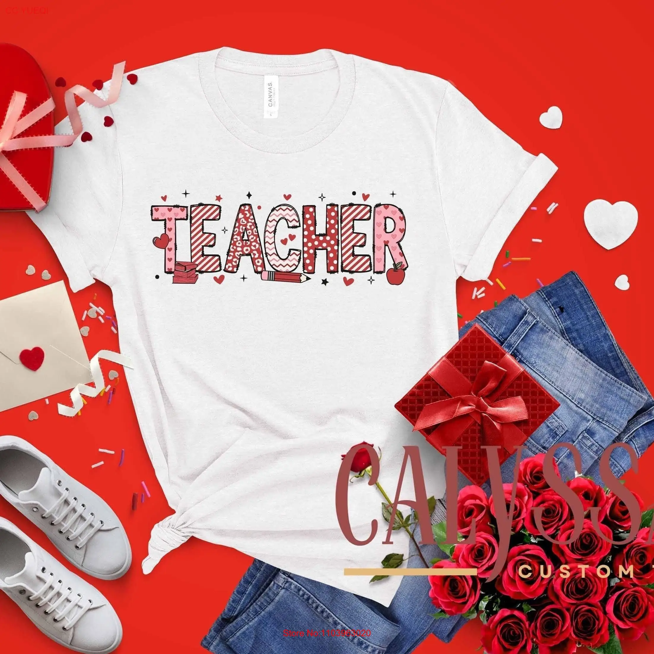 Футболка GifT ко Дню святого Валентина Учитель святого Валентина Топ с милым сердечком и любовным дизайном Идеально подходит для воспитателей с длинными или короткими рукавами Футболка GifT ко Дню святого Валентина Учитель святого Валентина Топ с милым сердечком и любовным дизайном Идеально подходит для воспитателей с длинными или короткими рукавами
