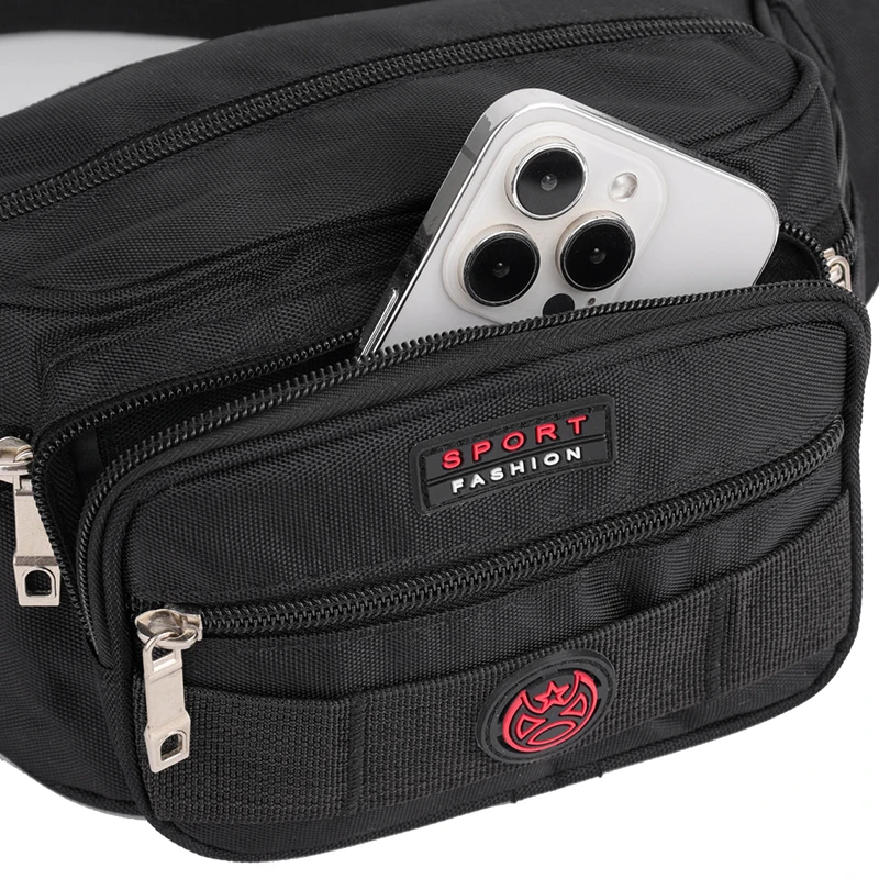 Tas pinggang praktis multi-saku untuk kegiatan luar ruangan, penyimpanan multi-lapis, tas selempang tunggal, tas dada untuk olahraga lari