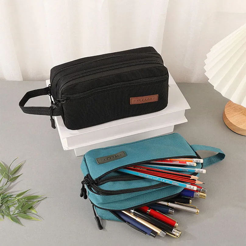 Estuche para lápices Simple de tres capas, suministros escolares, estuches para lápices, Estuche de bolígrafo de gran capacidad, Estuche Escolar, estuche para lápices de papelería