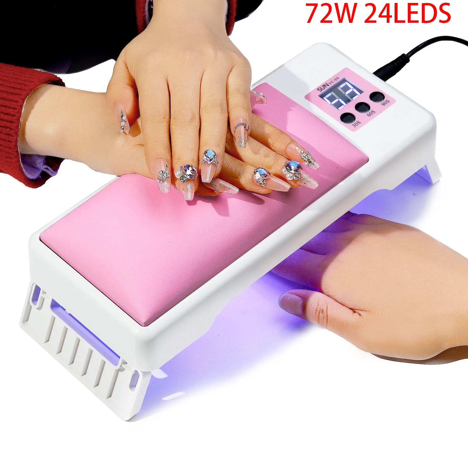 24LED Hand Pillow Nail Dryer UV/LED Light Digital Display Foldable Timer Quick Drying Manicure Phototherapy Lamp Gel Nail Tools