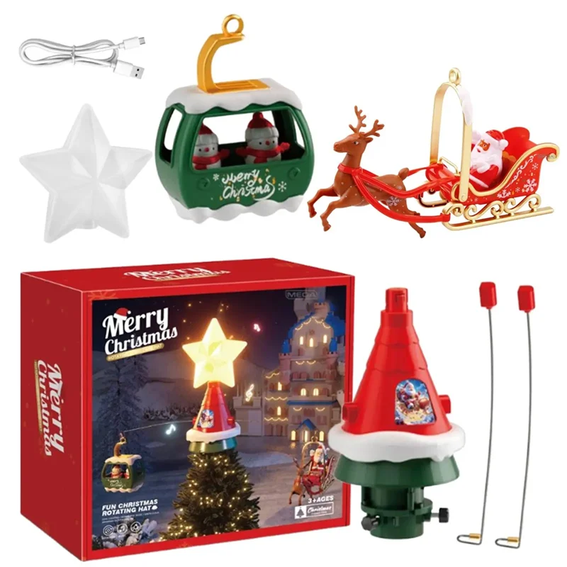 

GYTB-Christmas Tree Top Rotating Carousel With Music& Lights-Classic Design For Indoor/Outdoor Use In Christmas Decorations